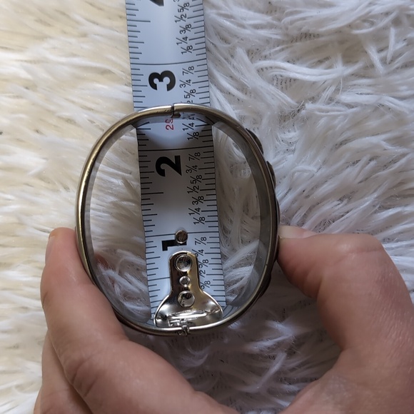 Vintage Abalone & Stainless Steel Bangle Bracelet Cuff - Picture 5 of 7